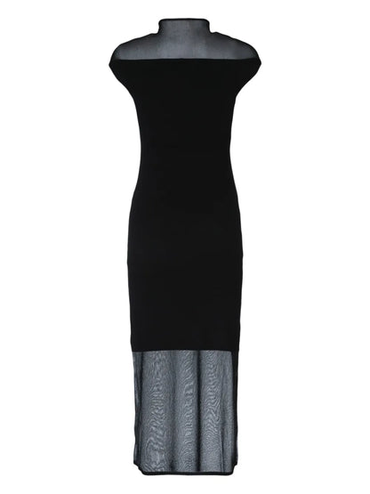 Sheer-Panels Midi Dress