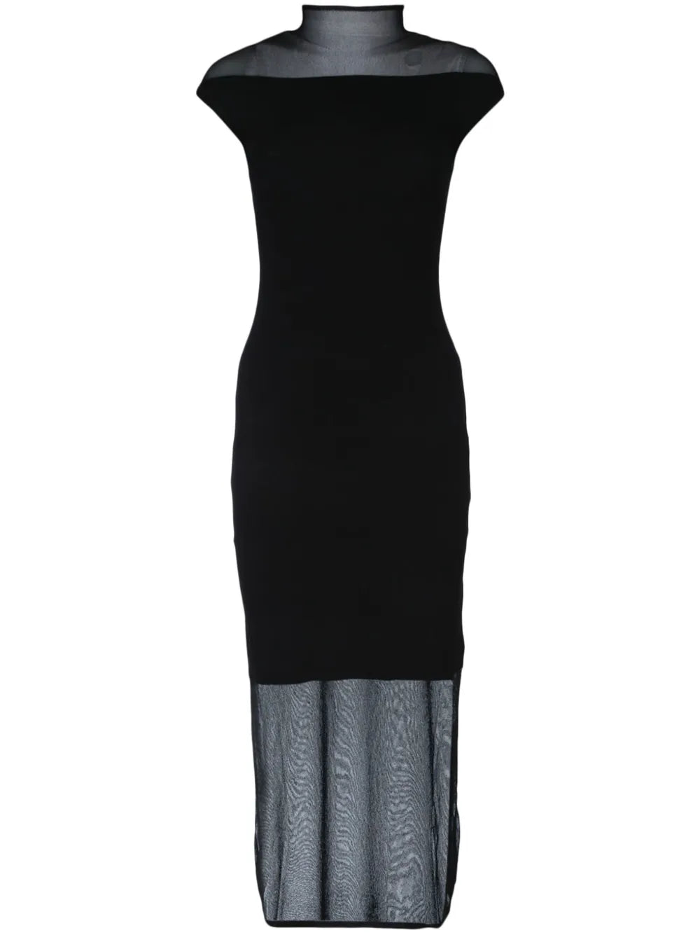 Sheer-Panels Midi Dress