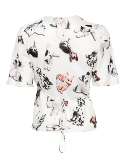 Dog-Print Blouse