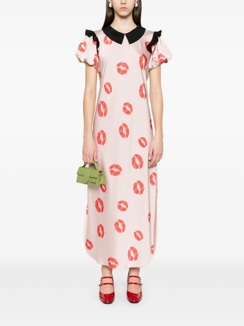 Kiss-Print Midi Dress