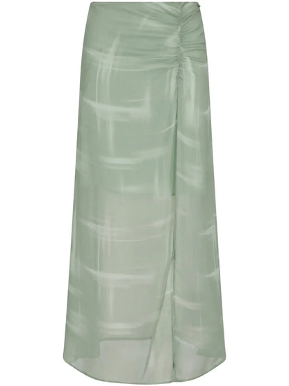Graphic-Print Midi Skirt