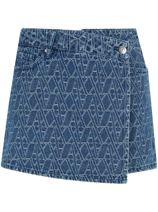 Logo-Monogram Denim Skorts