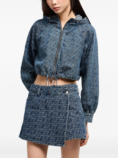 Logo-Monogram Denim Skorts