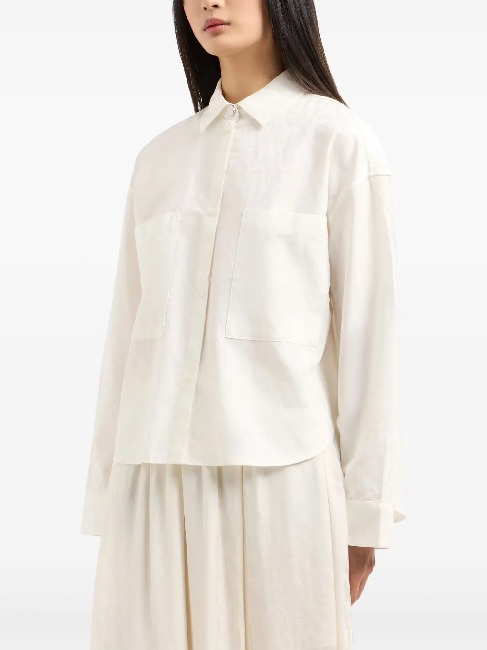 Logo-Jacquard Cropped Shirt