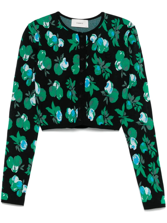Floral-Jacquard Cardigan