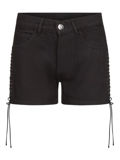 Lace-Up Denim Shorts