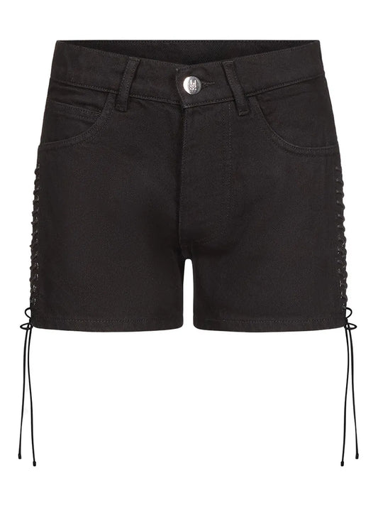 Lace-Up Denim Shorts