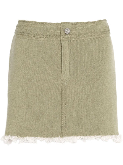Frayed-Hem Mini Skirt