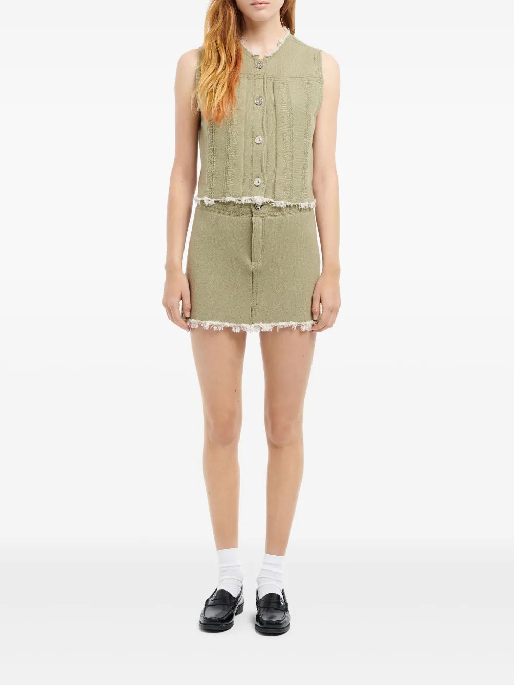 Frayed-Hem Mini Skirt