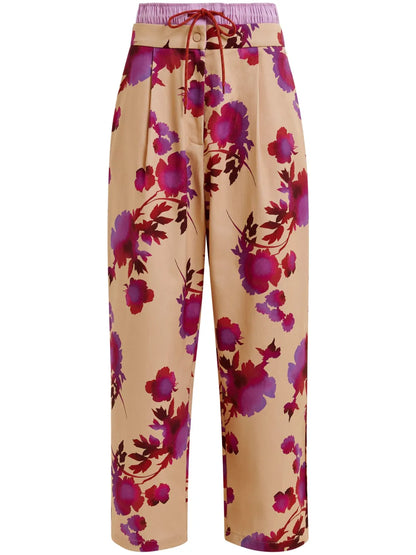 Hip Floral-Print Trousers