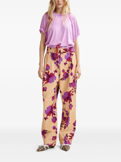 Hip Floral-Print Trousers