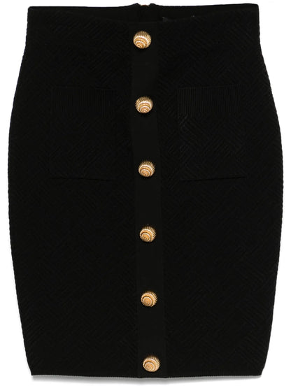 Button-Embellished Mini Skirt