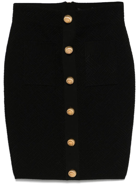 Button-Embellished Mini Skirt