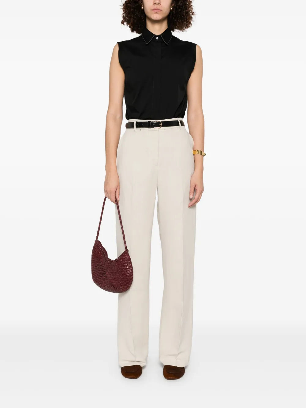 Monili-Chain Detail Poplin Shirt