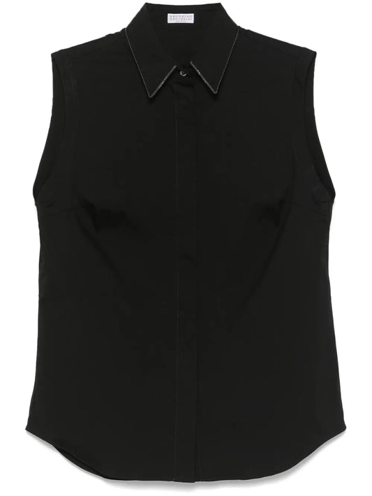 Monili-Chain Detail Poplin Shirt
