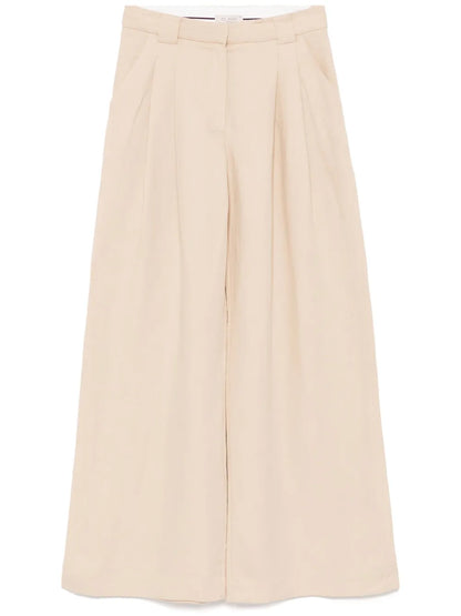 Wide-Leg Pleat Pants