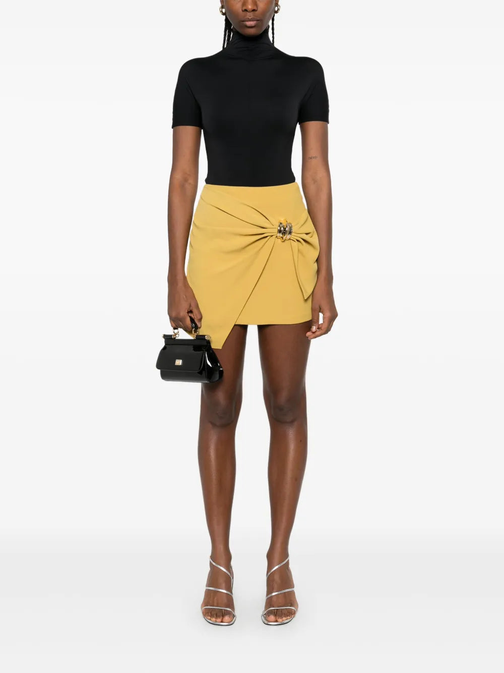 Macro-Bow Crepe Mini Skirt