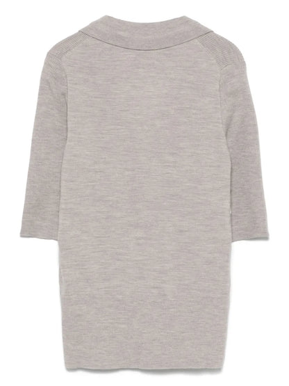 Fine-Knit Polo Top