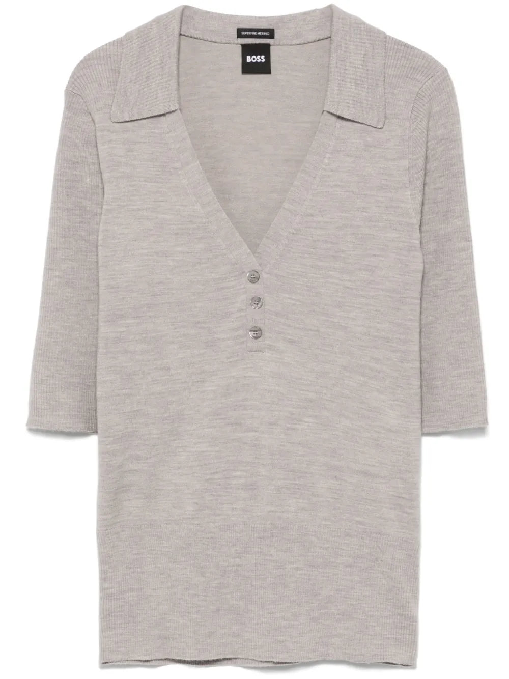 Fine-Knit Polo Top