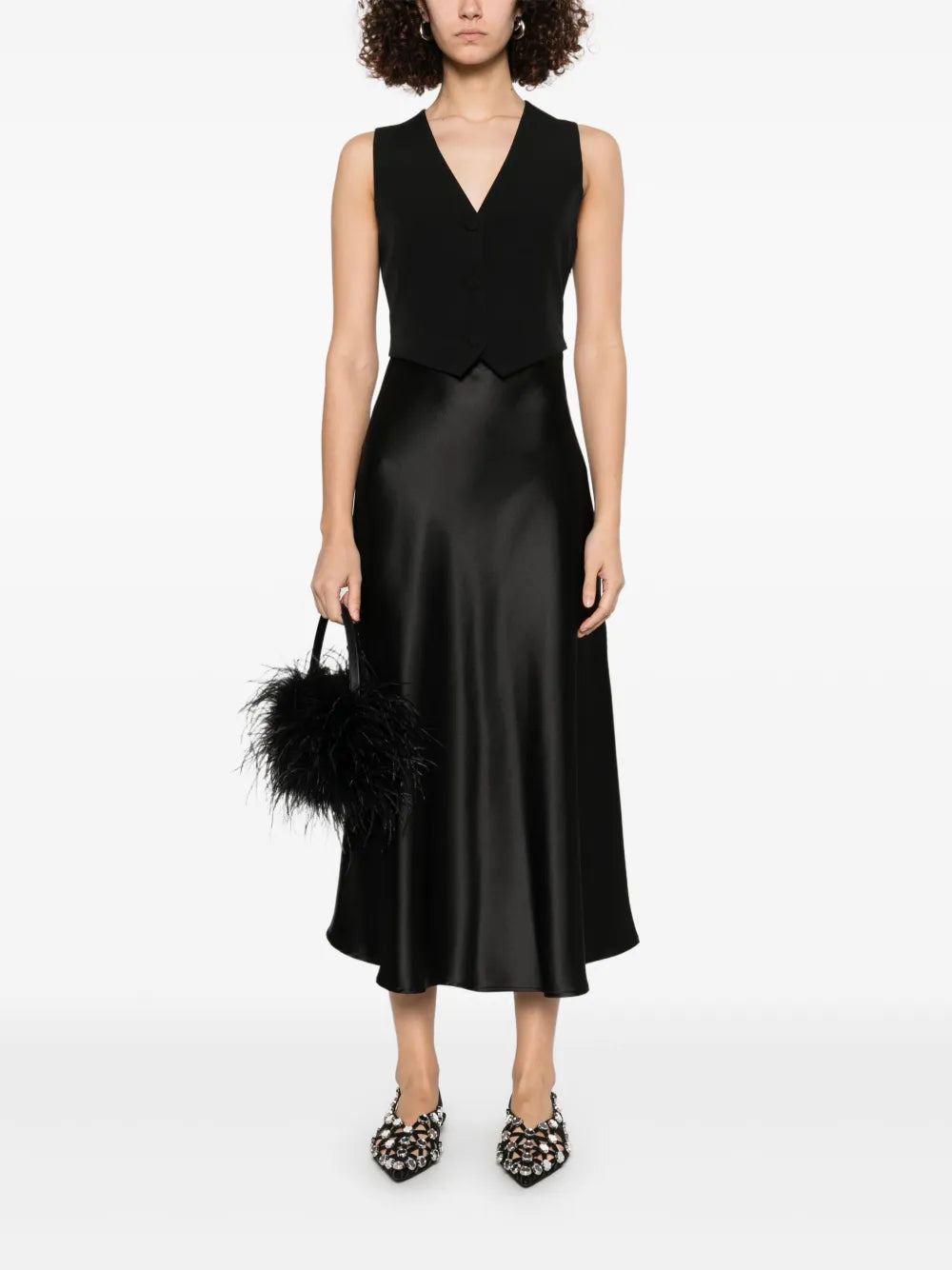 Waistcoat-Detail Maxi Dress