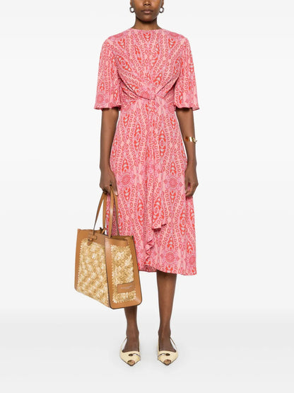 Printed Flared Midi Dress