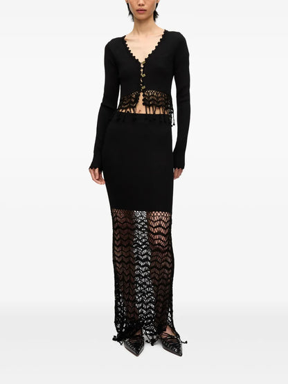 Macramé-Detailing Maxi Skirt