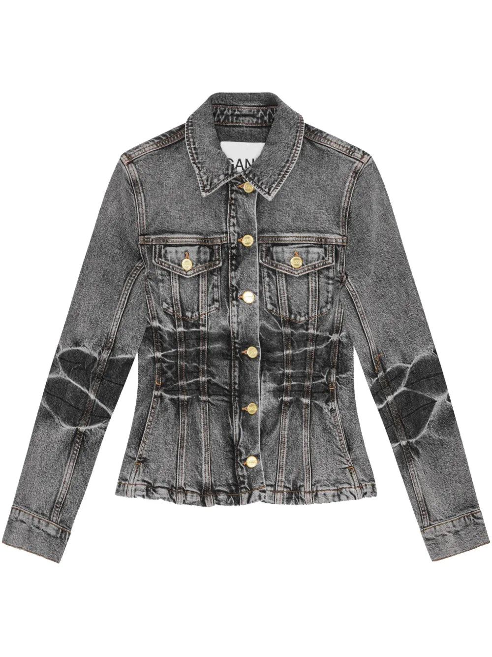 Whiskering-Effect Denim Jacket
