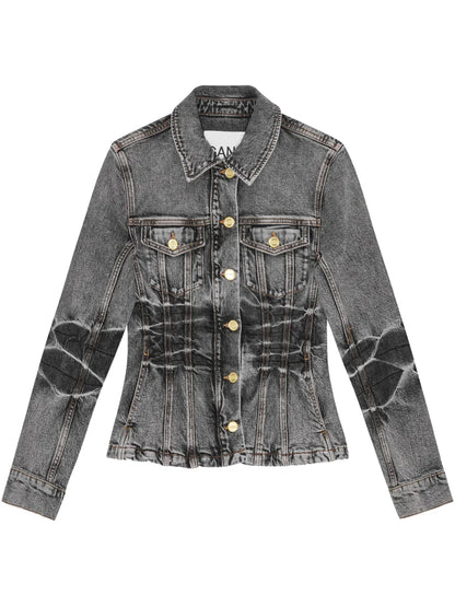 Whiskering-Effect Denim Jacket