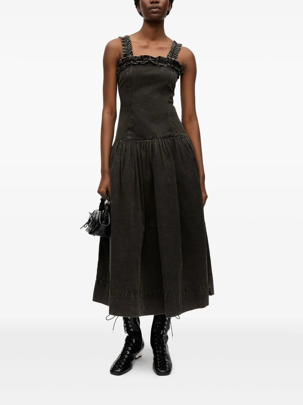 Ruffle-Detail Midi Dress