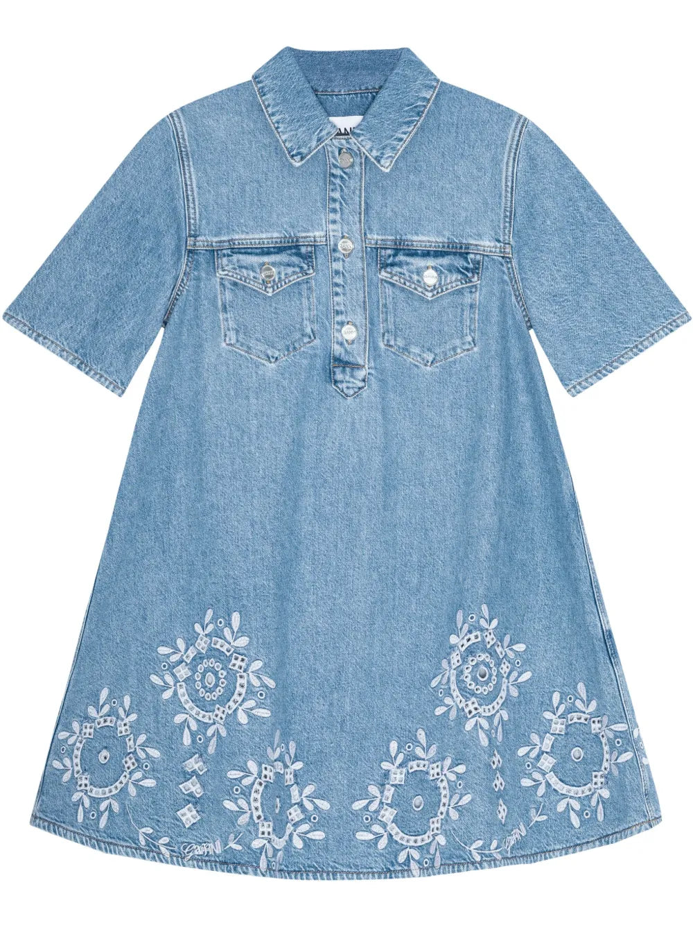 Embroidered Denim Dress