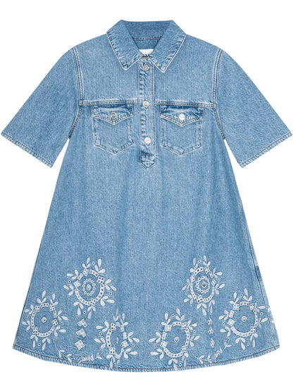 Embroidered Denim Dress