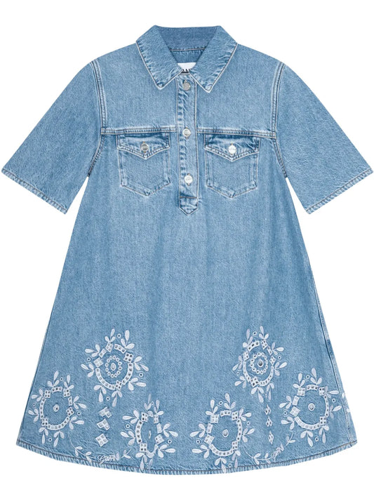 Embroidered Denim Dress