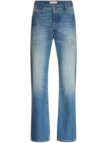 Eyelet-Embellished Jeans