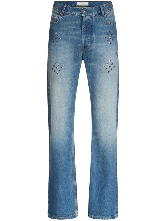 Eyelet-Embellished Jeans