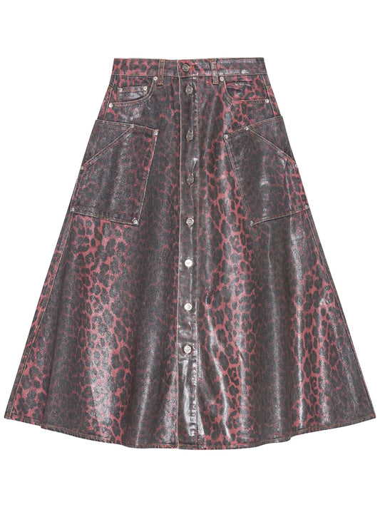 Leopard-Print Midi Skirt
