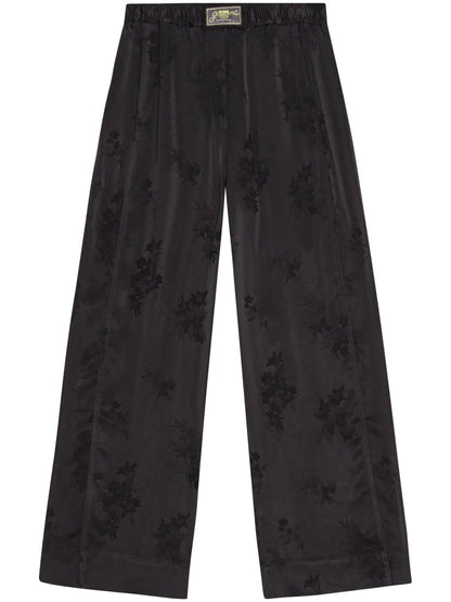 Floral-Jacquard Trousers