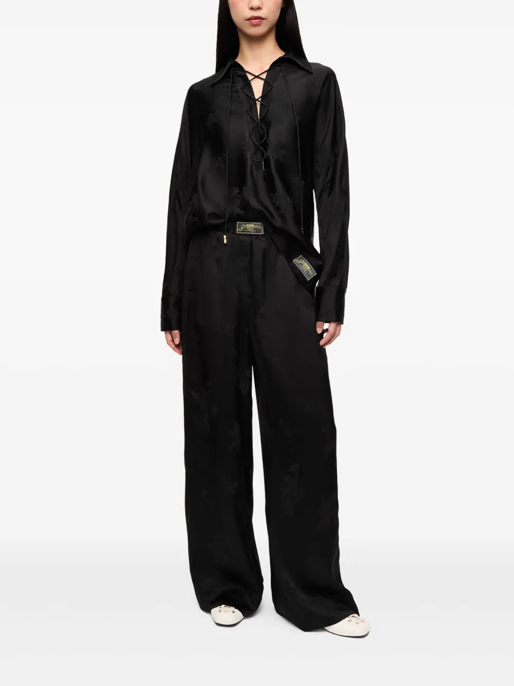 Floral-Jacquard Trousers