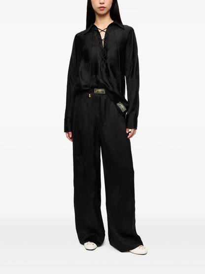 Floral-Jacquard Trousers