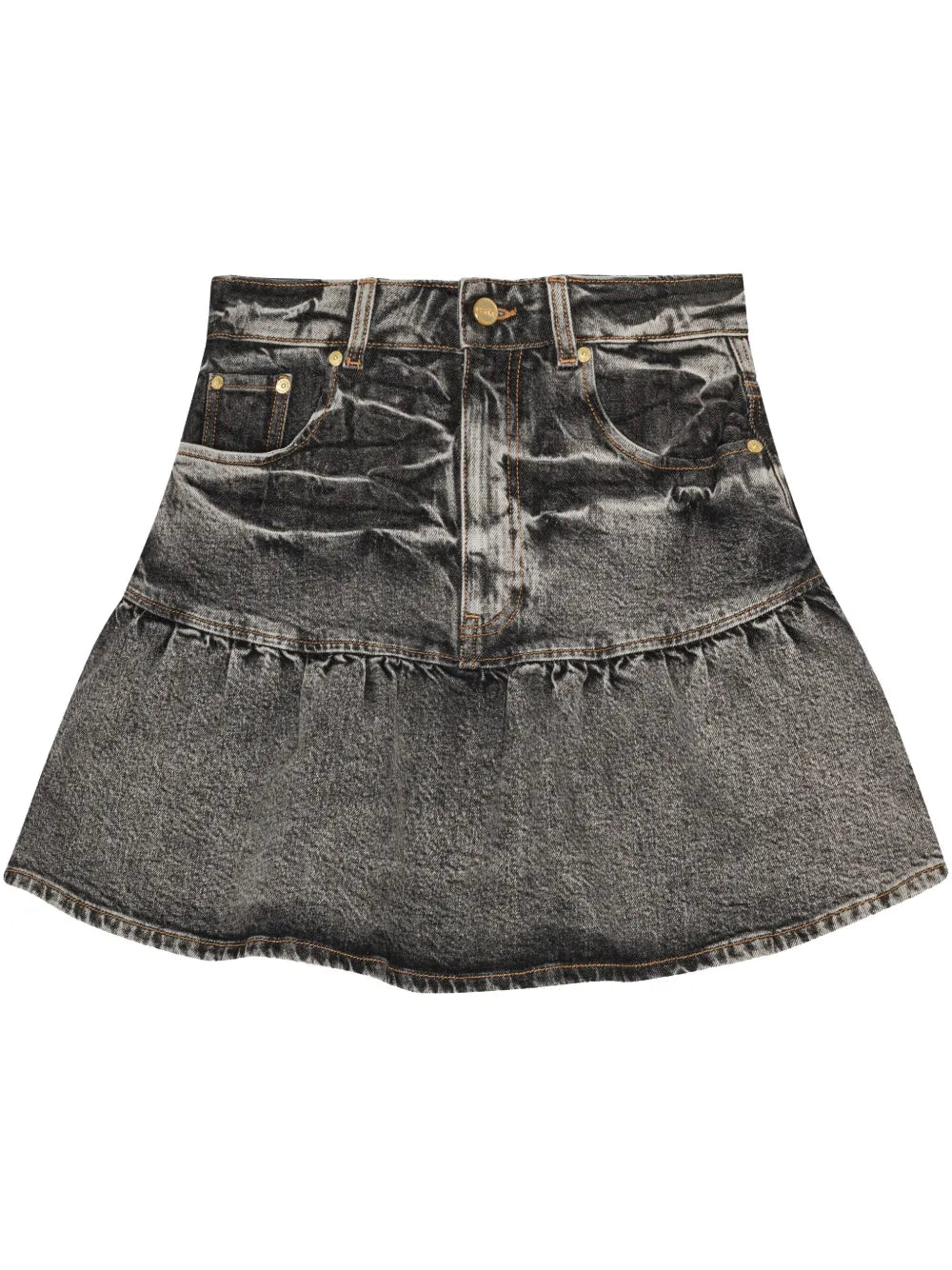 Whiskering-Effect Mini Skirt