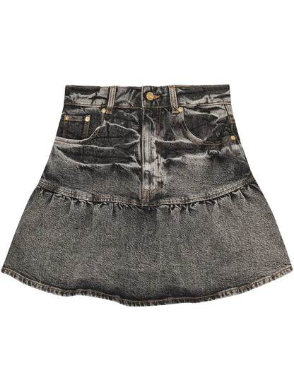 Whiskering-Effect Mini Skirt