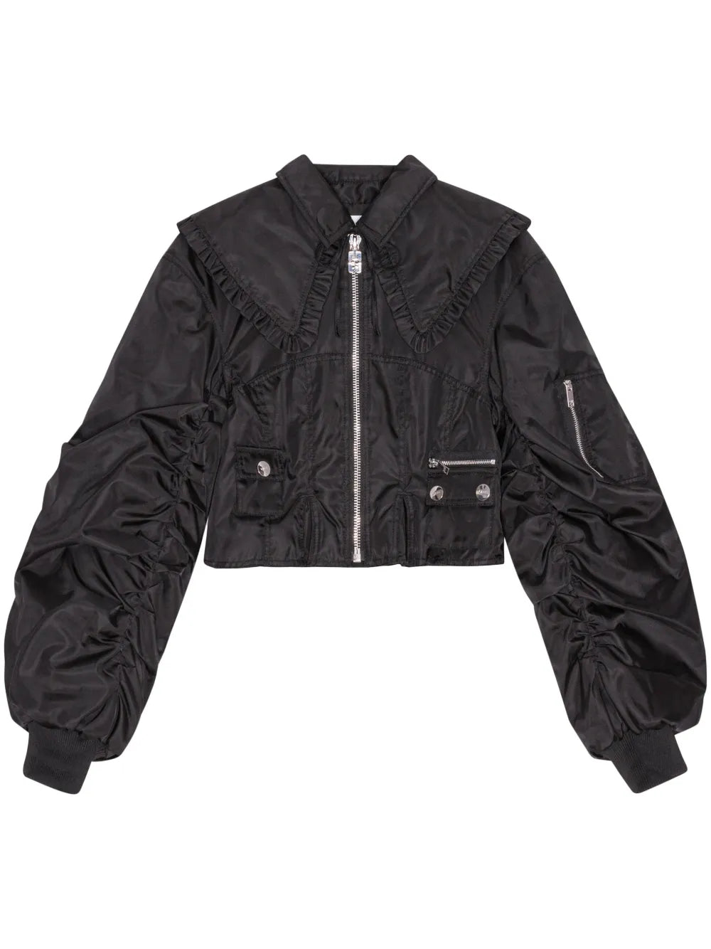 Ruffle-Collar Bomber Jacket