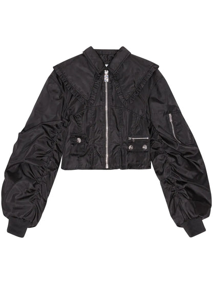 Ruffle-Collar Bomber Jacket