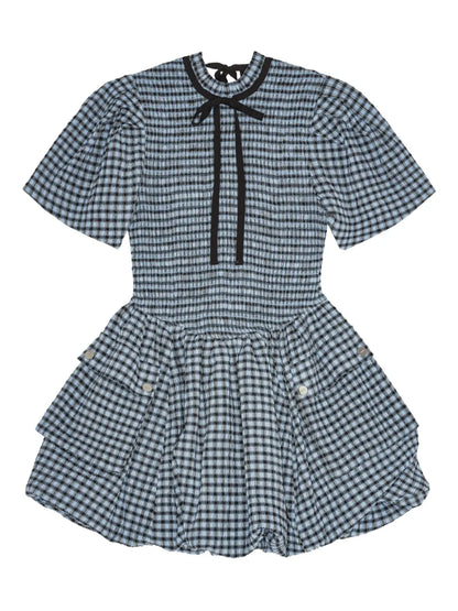 Checked Seersucker Mini Dress