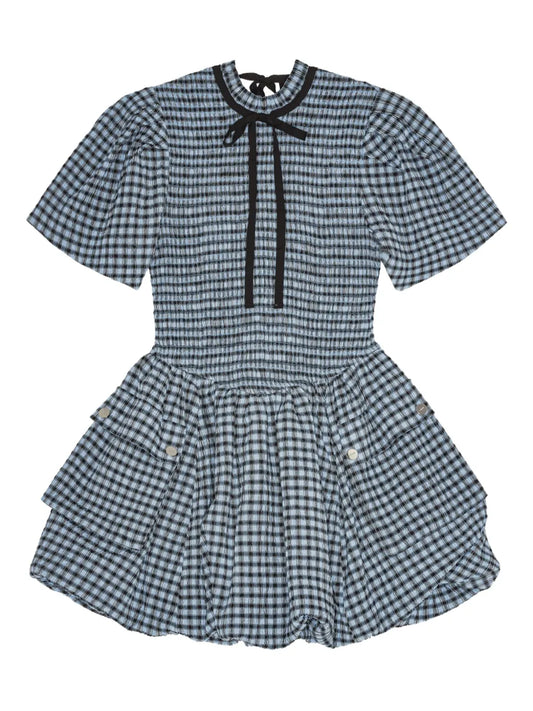 Checked Seersucker Mini Dress