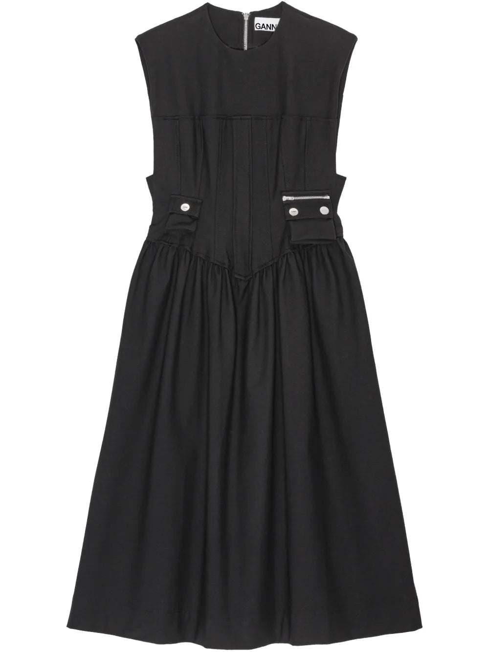 Pleat-Detailing Midi Dress