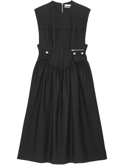 Pleat-Detailing Midi Dress