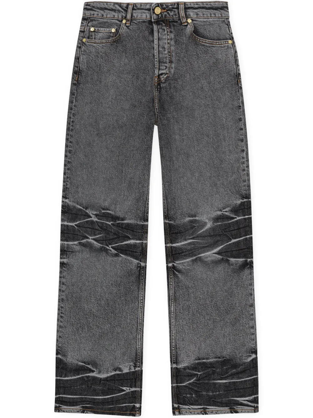 Whiskering-Effect Wide-Leg Jeans