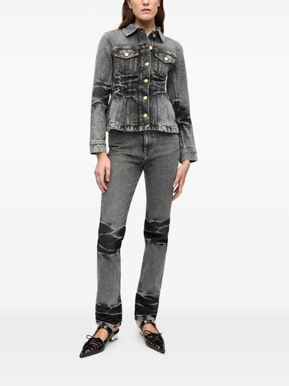 Whiskering-Effect Straight-Leg Jeans