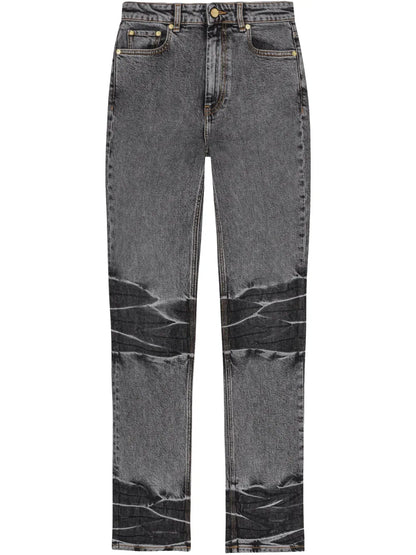 Whiskering-Effect Straight-Leg Jeans