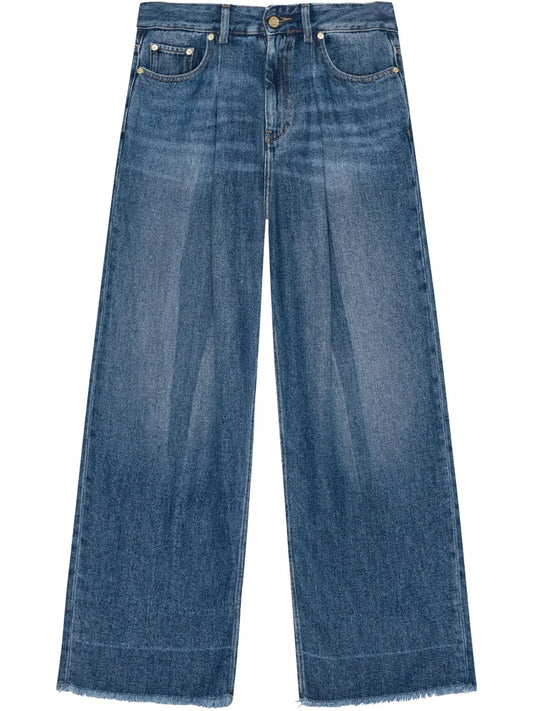 Appliqué Wide-Leg Jeans